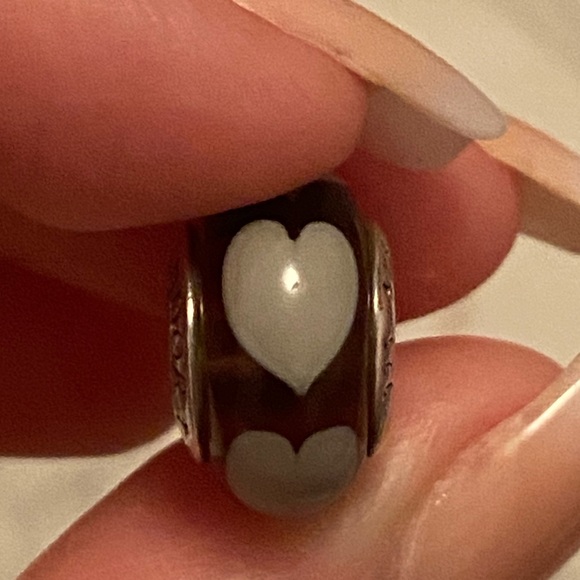 Pandora white hearts murano charm - Picture 1 of 3